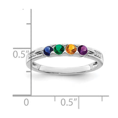 14K White Gold Family Jewelry Synthetic Stone & Diamond Set Ring - 19