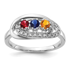 14K White Gold Family Jewelry Diamond Semi-Set Ring - 7