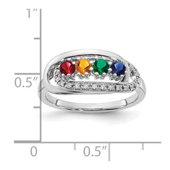 14K White Gold Family Jewelry GenuineStone & Diamond Set Ring