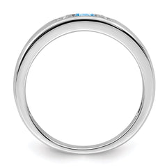 14K White Gold Family Jewelry Genuine Stone & Diamond Set Ring - 14