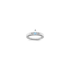 14K White Gold Family Jewelry Genuine Stone & Diamond Set Ring - 14