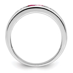 14K White Gold Family Jewelry Synthetic Stone & Diamond Set Ring - 11