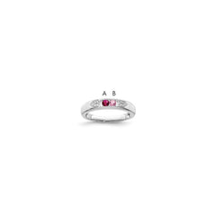 14K White Gold Family Jewelry Synthetic Stone & Diamond Set Ring - 11