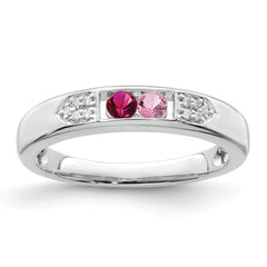 14K White Gold Family Jewelry Genuine Stone & Diamond Set Ring - 48