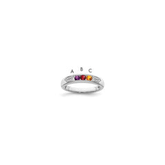 14K White Gold Family Jewelry Genuine Stone & Diamond Set Ring - 15