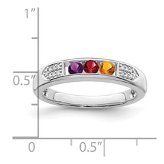 14K White Gold Family Jewelry Genuine Stone & Diamond Set Ring - 15