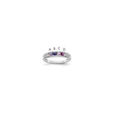 14K White Gold Family Jewelry Genuine Stone & Diamond Set Ring - 24