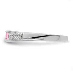 14K White Gold Family Jewelry Synthetic Stone & Diamond Set Ring - 22