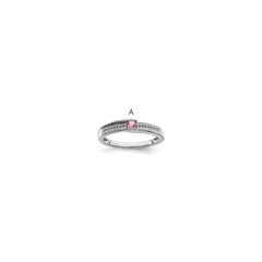 14K White Gold Family Jewelry Synthetic Stone & Diamond Set Ring - 22