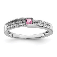 14K White Gold Family Jewelry Synthetic Stone & Diamond Set Ring - 22