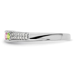 14K White Gold Family Jewelry Synthetic Stone & Diamond Set Ring - 23