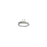 14K White Gold Family Jewelry Synthetic Stone & Diamond Set Ring - 23