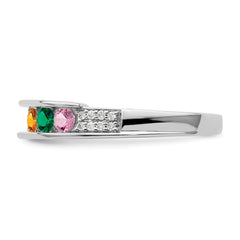 14K White Gold Family Jewelry Synthetic Stone & Diamond Set Ring - 31