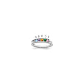 14K White Gold Family Jewelry Synthetic Stone & Diamond Set Ring - 31