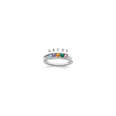 14K White Gold Family Jewelry Synthetic Stone & Diamond Set Ring - 31