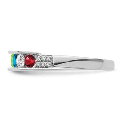 14K White Gold Family Jewelry Genuine Stone & Diamond Set Ring - 3