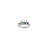 14K White Gold Family Jewelry Synthetic Stone & Diamond Set Ring - 3