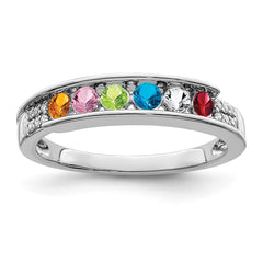 14K White Gold Family Jewelry Synthetic Stone & Diamond Set Ring - 3