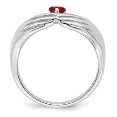 14k White Gold 1 Synthetic Stone Family Ring - 2