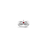 14k White Gold 1 Synthetic Stone Family Ring - 2