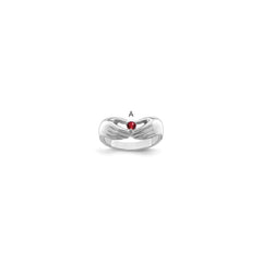 14k White Gold 1 Synthetic Stone Family Ring - 2