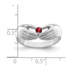 14k White Gold 1 Synthetic Stone Family Ring - 2