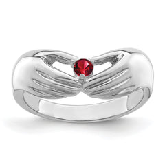 14k White Gold 1 Synthetic Stone Family Ring - 2