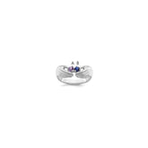 14k White Gold 2 Genuine Stone Family Ring