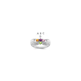 14k White Gold 4 Genuine Stone Family Ring
