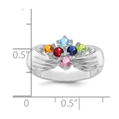 14k White Gold 6 Synthetic Stone Family Ring