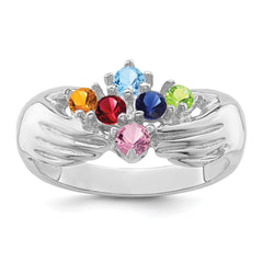 14k White Gold 6 Synthetic Stone Family Ring