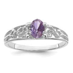 14k White Gold 1 Synthetic Stone Family Ring