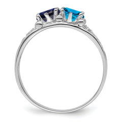 14k White Gold 2 Synthetic Stone Family Ring