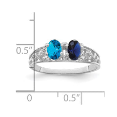 14k White Gold 2 Synthetic Stone Family Ring