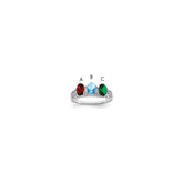 14k White Gold 3 Synthetic Stone Family Ring - 2