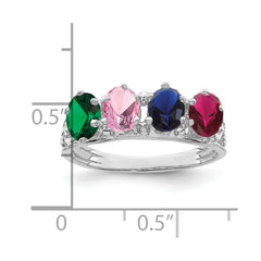 14k White Gold 4 Synthetic Stone Family Ring