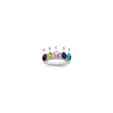 14k White Gold 5 Synthetic Stone Family Ring - 2