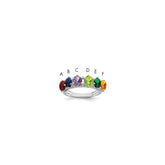 14k White Gold 6 Genuine Stone Family Ring - 2