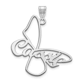 10k White Gold Large Butterfly with Name Pendant