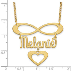 14k Yellow Gold Brushed Infinity/Heart and Name Necklace