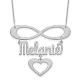 10k White Gold Brushed Infinity/Heart and Name Necklace