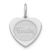 10k White Gold Small Heart Disc Name Charm