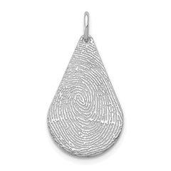 10k White Gold Tear Drop Fingerprint Charm