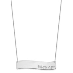 14k White Gold Medium BRADLEY HAND Curved Bar Necklace - 2