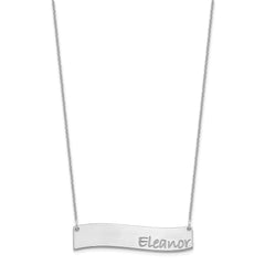 10k White Gold Medium BRADLEY HAND Curved Bar Necklace - 2