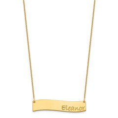 14k Medium Yellow Gold Medium BRADLEY HAND Curved Bar Necklace - 2