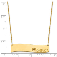 14k Medium Yellow Gold Medium BRADLEY HAND Curved Bar Necklace - 2