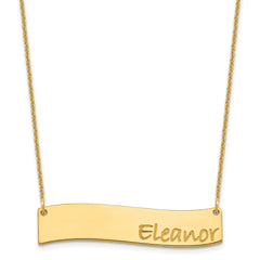 14k Medium Yellow Gold Medium BRADLEY HAND Curved Bar Necklace - 2