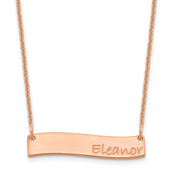 14k Rose Gold Small BRADLEY HAND Curved Bar Necklace