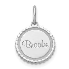 10k White Gold Scalloped Disc with Name Charm